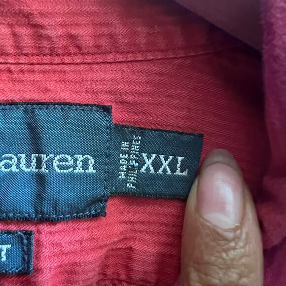 Ralph Lauren Custom Fit Stripe Red Blue Pony Button Down Shirt Men's Size XXL - Picture 5 of 7